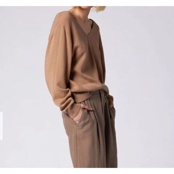 EQUIPMENT Lilou V neck Cashmere Sweater Camel Size XXL MSRP $325 New With Tags - Picture 2 of 6